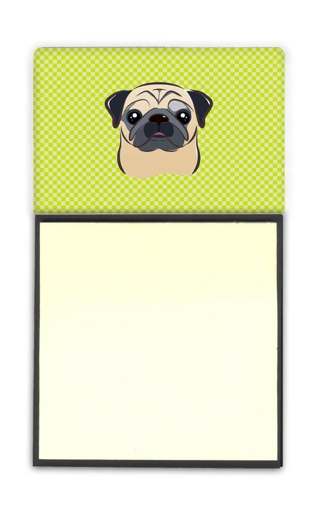 Lime Green Fawn Pug Refiillable Sticky Note Holder or Postit Note Dispenser by Caroline's Treasures