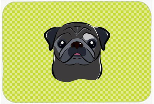 Checkerboard Lime Green Black Pug Mouse Pad, Hot Pad or Trivet BB1325MP by Caroline&#39;s Treasures