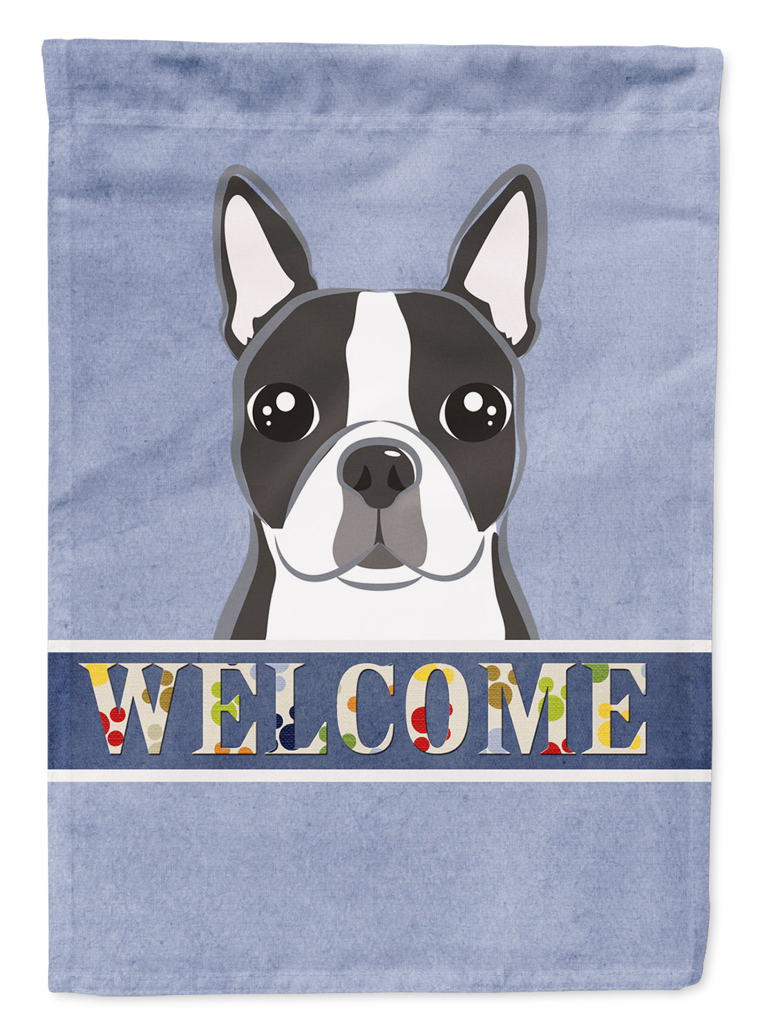 Boston Terrier Welcome Flag Canvas House Size BB1389CHF  the-store.com.
