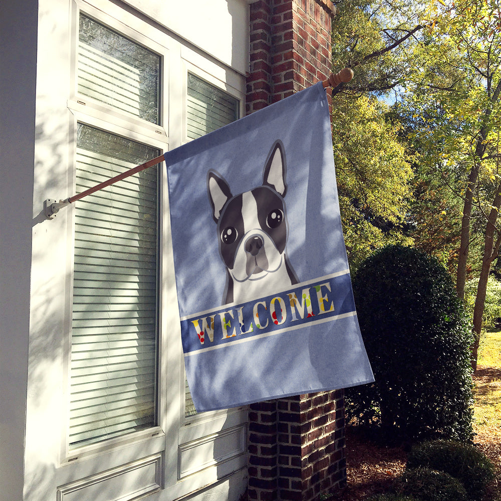 Boston Terrier Welcome Flag Canvas House Size BB1389CHF  the-store.com.