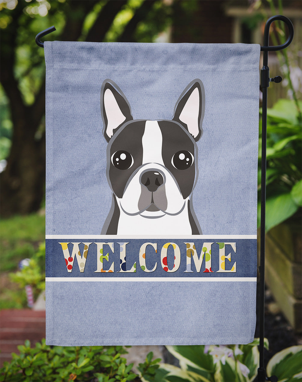 Boston Terrier Welcome Flag Garden Size BB1389GF.