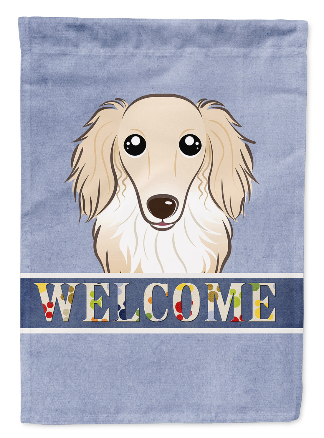 Longhair Creme Dachshund Welcome Flag Canvas House Size BB1398CHF  the-store.com.