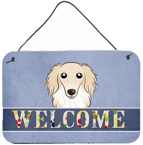 Longhair Creme Dachshund Welcome Wall or Door Hanging Prints BB1398DS812 by Caroline&#39;s Treasures