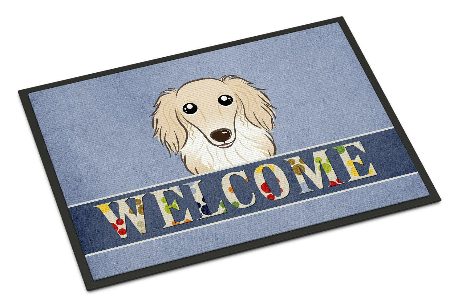 Longhair Creme Dachshund Welcome Indoor or Outdoor Mat 24x36 BB1398JMAT - the-store.com