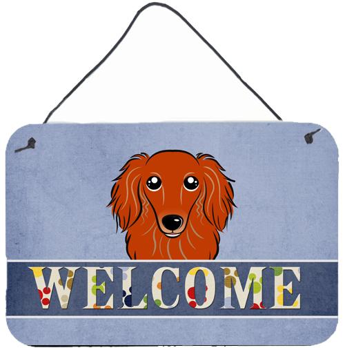 Longhair Red Dachshund Welcome Wall or Door Hanging Prints BB1400DS812 by Caroline&#39;s Treasures
