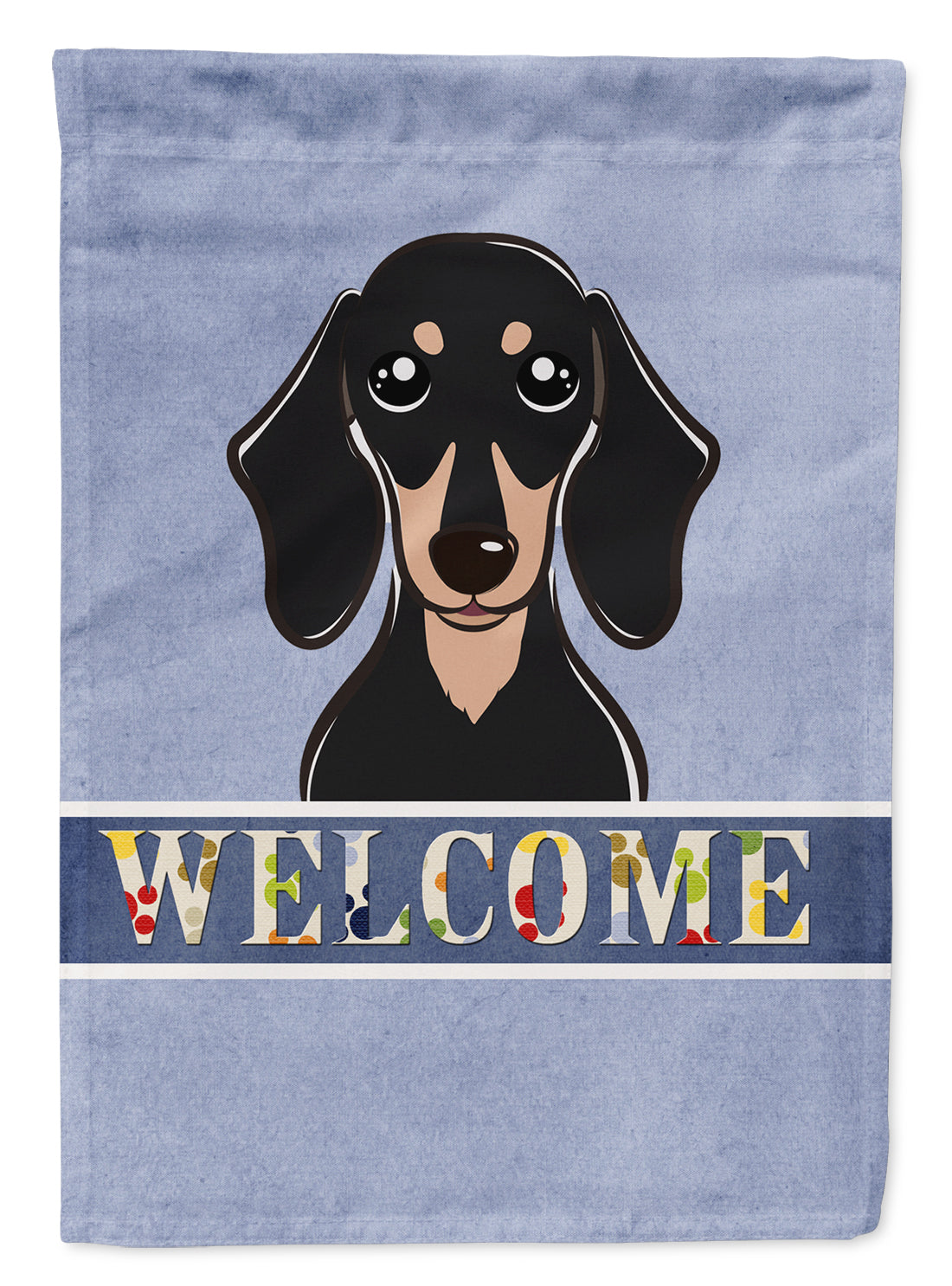 Smooth Black and Tan Dachshund Welcome Flag Garden Size BB1401GF.