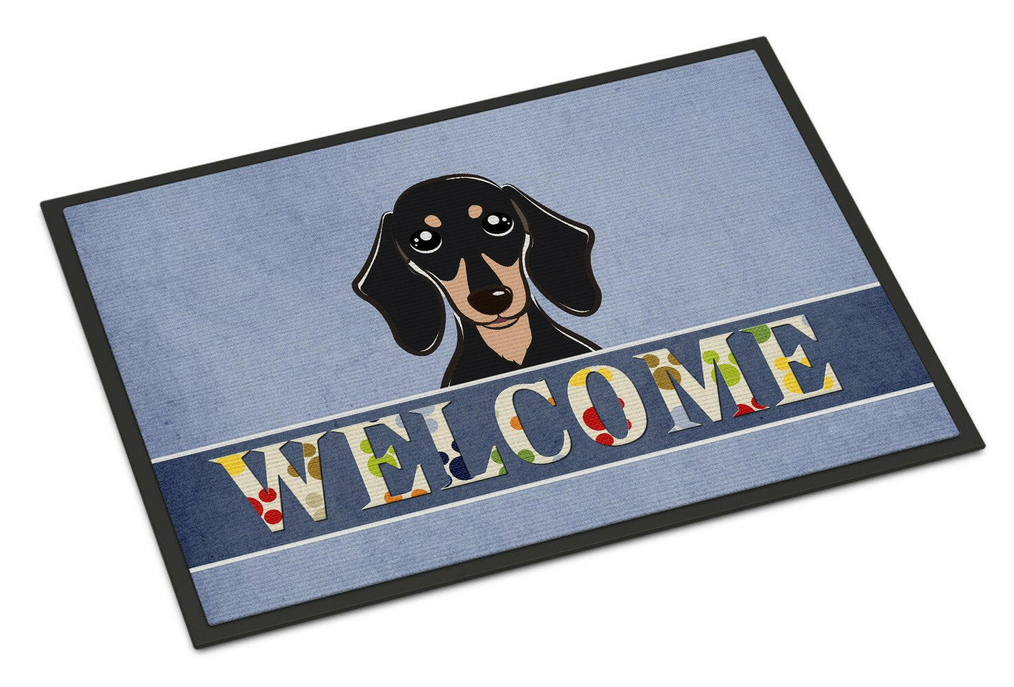 Smooth Black and Tan Dachshund Welcome Indoor or Outdoor Mat 24x36 BB1401JMAT - the-store.com