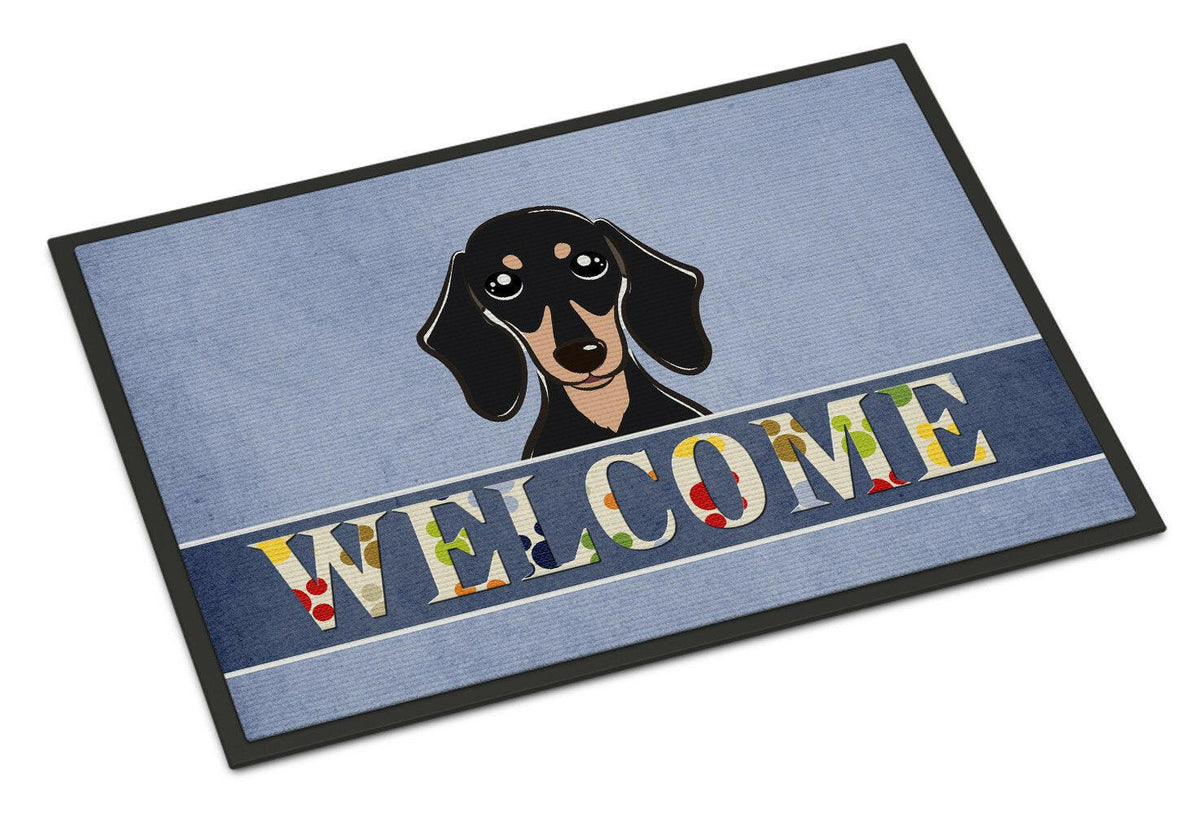 Smooth Black and Tan Dachshund Welcome Indoor or Outdoor Mat 18x27 BB1401MAT - the-store.com