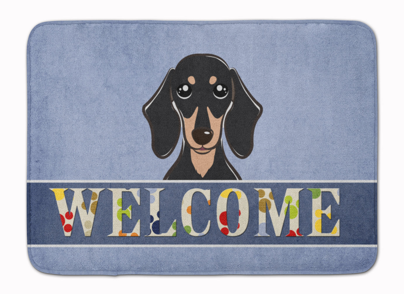 Smooth Black and Tan Dachshund Welcome Machine Washable Memory Foam Mat BB1401RUG - the-store.com