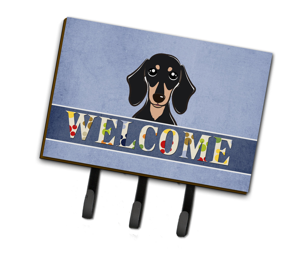 Smooth Black and Tan Dachshund Welcome Leash or Key Holder BB1401TH68  the-store.com.
