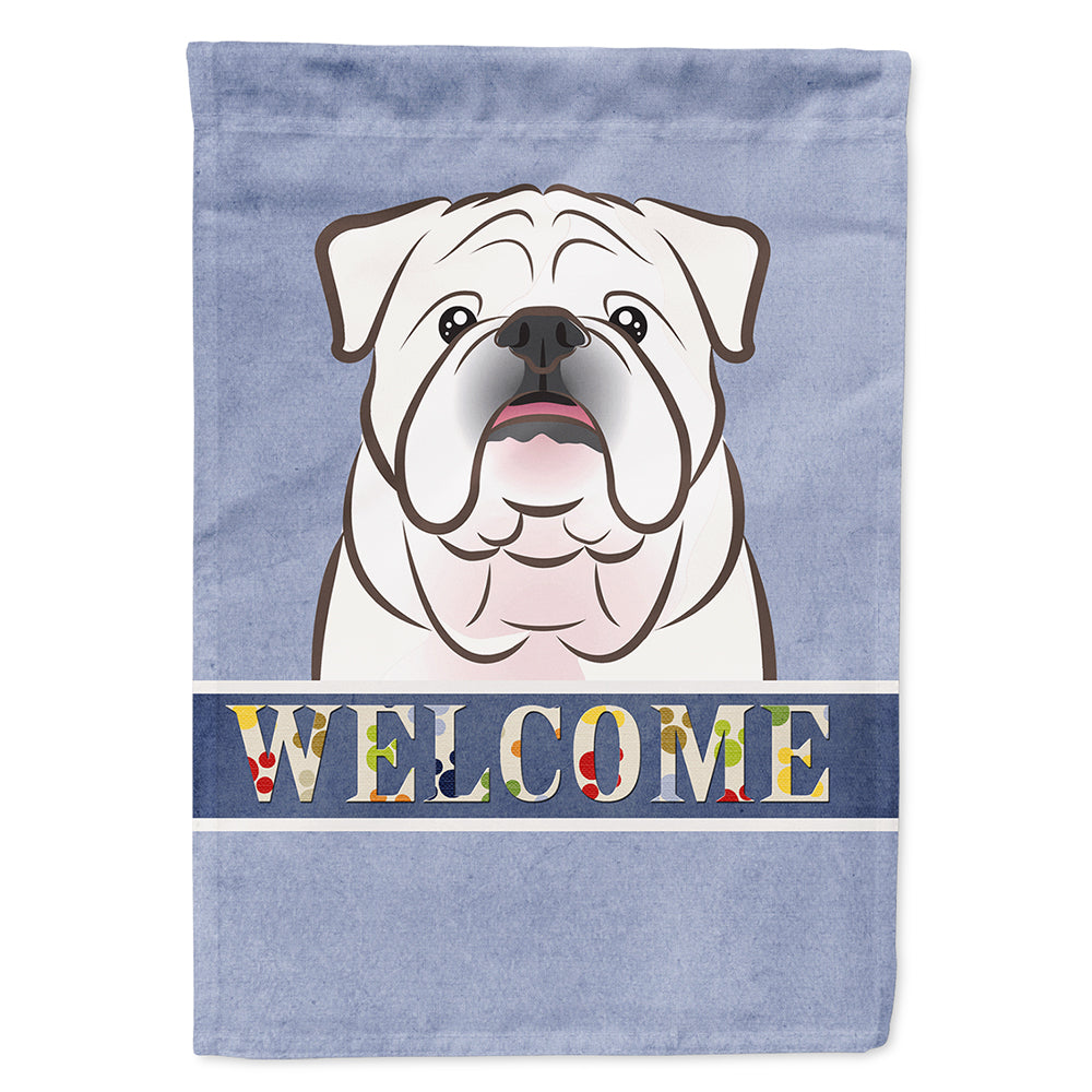 White English Bulldog  Welcome Flag Canvas House Size BB1406CHF  the-store.com.