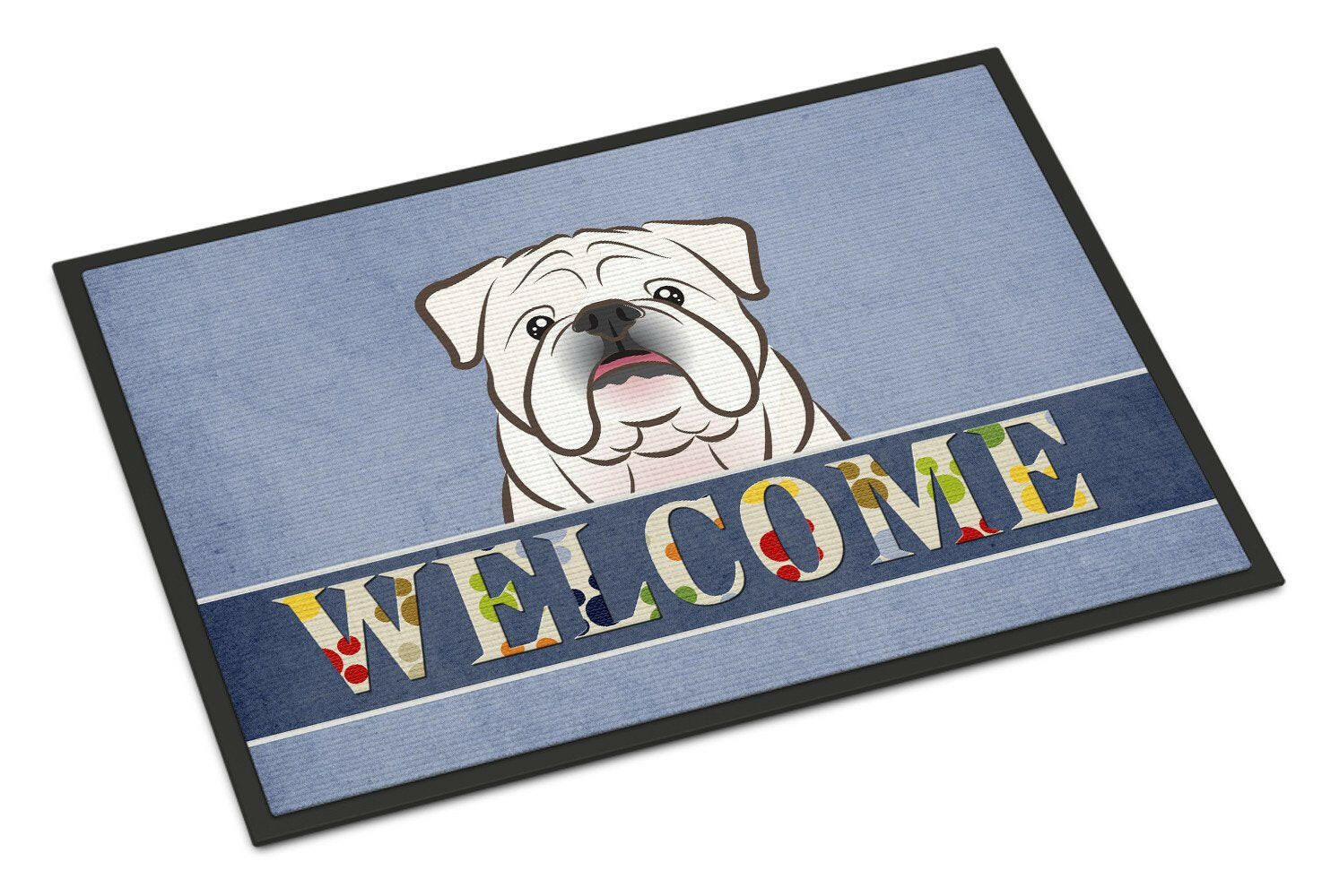 White English Bulldog  Welcome Indoor or Outdoor Mat 24x36 BB1406JMAT - the-store.com