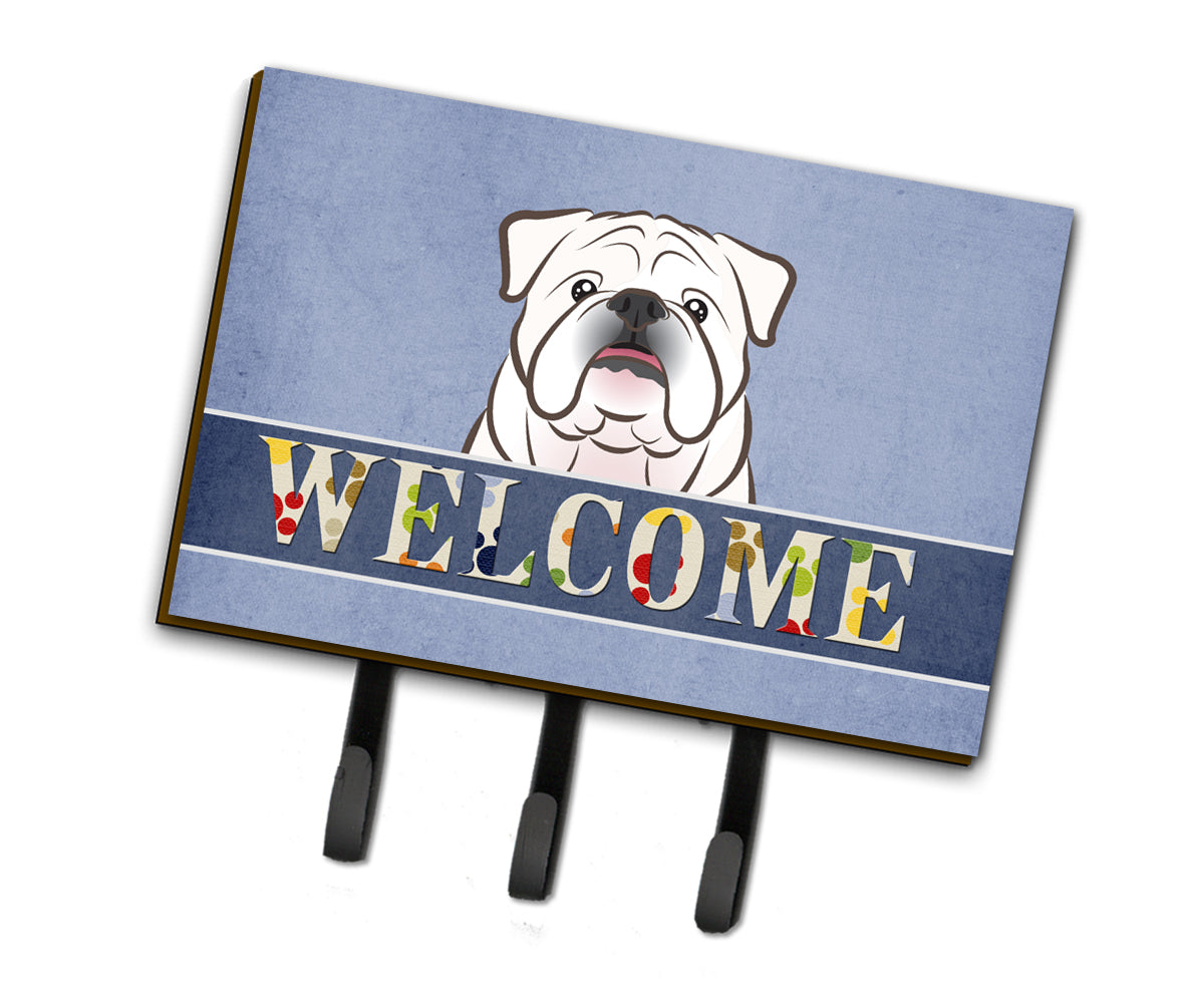 White English Bulldog  Welcome Leash or Key Holder BB1406TH68