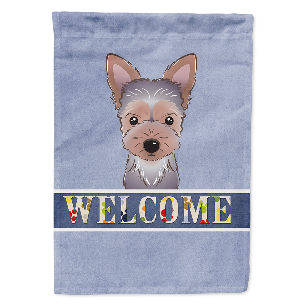 Yorkie Puppy Welcome Flag Canvas House Size BB1418CHF  the-store.com.