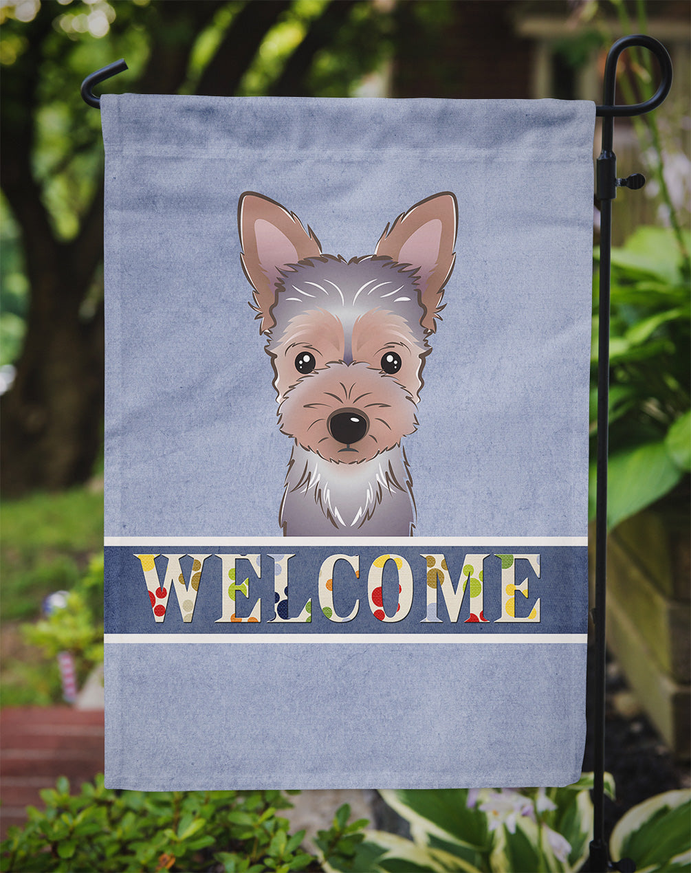 Yorkie Puppy Welcome Flag Garden Size BB1418GF.