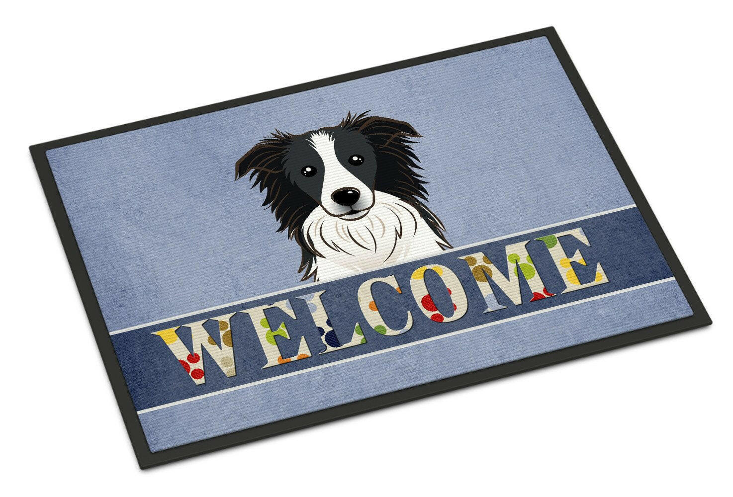 Border Collie Welcome Indoor or Outdoor Mat 18x27 BB1427MAT - the-store.com