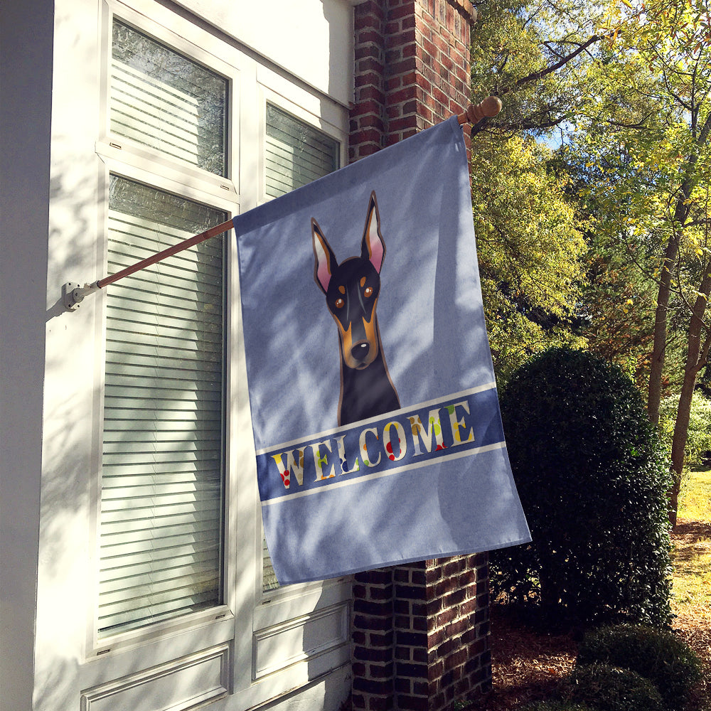 Doberman Welcome Flag Canvas House Size BB1431CHF  the-store.com.