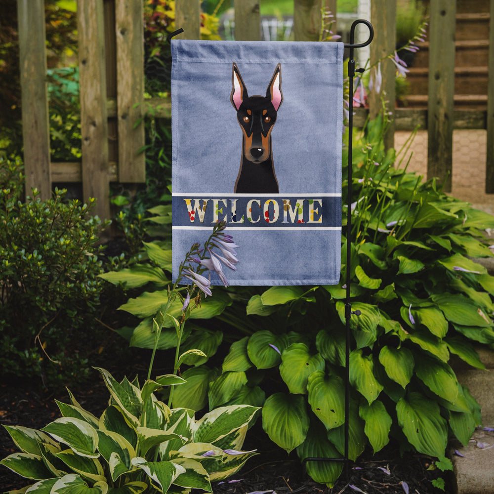 Caroline's Treasures Doberman Welcome Garden Flag – Decorative Outdoor Yard Flag BB1431GF