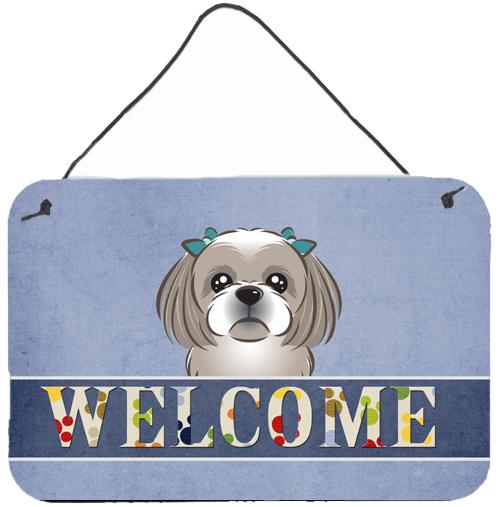 Gray Silver Shih Tzu Welcome Wall or Door Hanging Prints BB1436DS812 by Caroline&#39;s Treasures