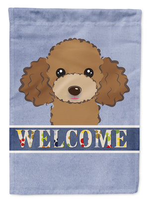 Chocolate Brown Poodle Welcome Flag Garden Size BB1442GF