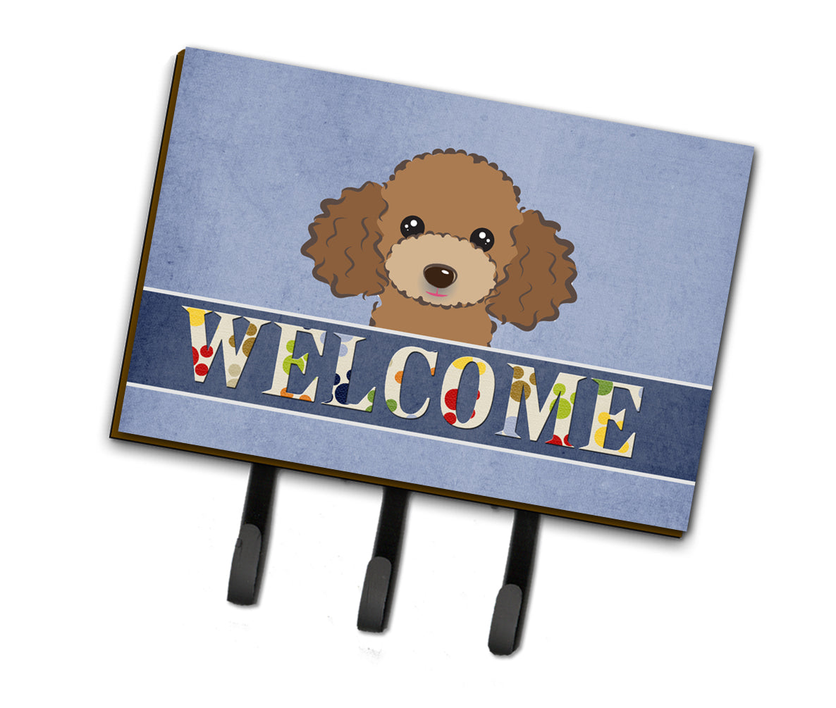 Chocolate Brown Poodle Welcome Leash or Key Holder BB1442TH68  the-store.com.