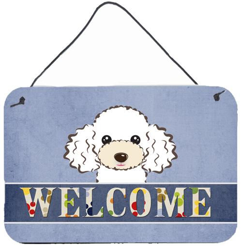 White Poodle Welcome Wall or Door Hanging Prints BB1443DS812 by Caroline&#39;s Treasures