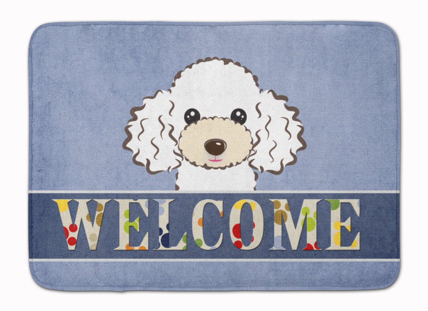 White Poodle Welcome Machine Washable Memory Foam Mat BB1443RUG - the-store.com