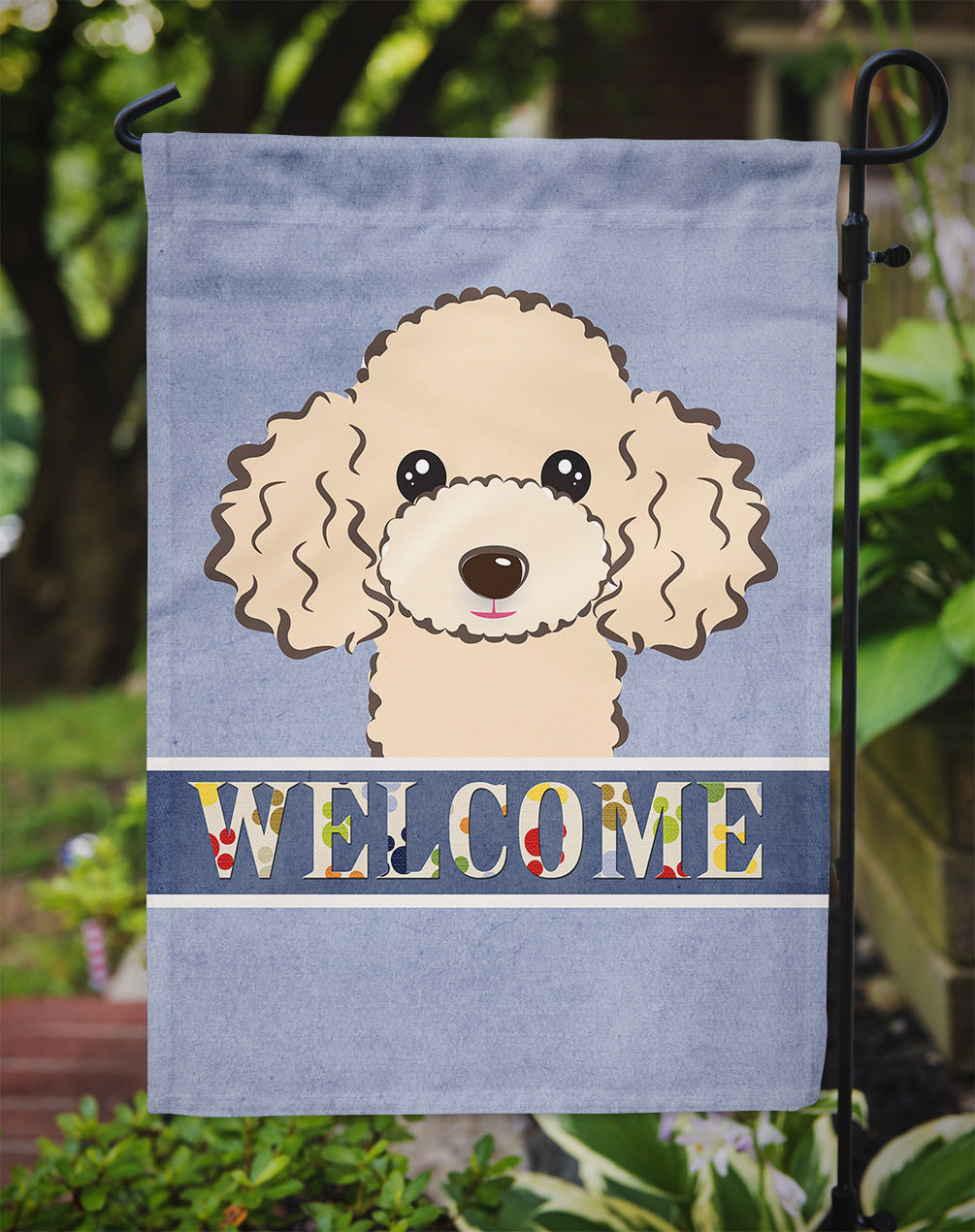 Buff Poodle Welcome Flag Garden Size BB1444GF.