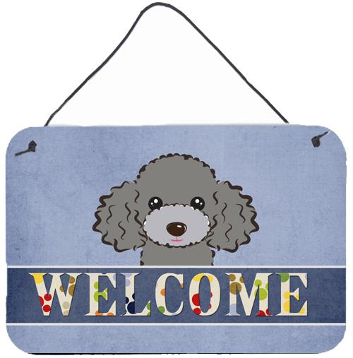 Silver Gray Poodle Welcome Wall or Door Hanging Prints BB1445DS812 by Caroline's Treasures