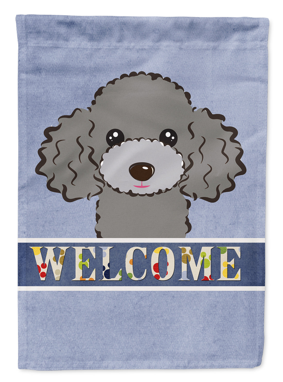 Silver Gray Poodle Welcome Flag Garden Size BB1445GF.