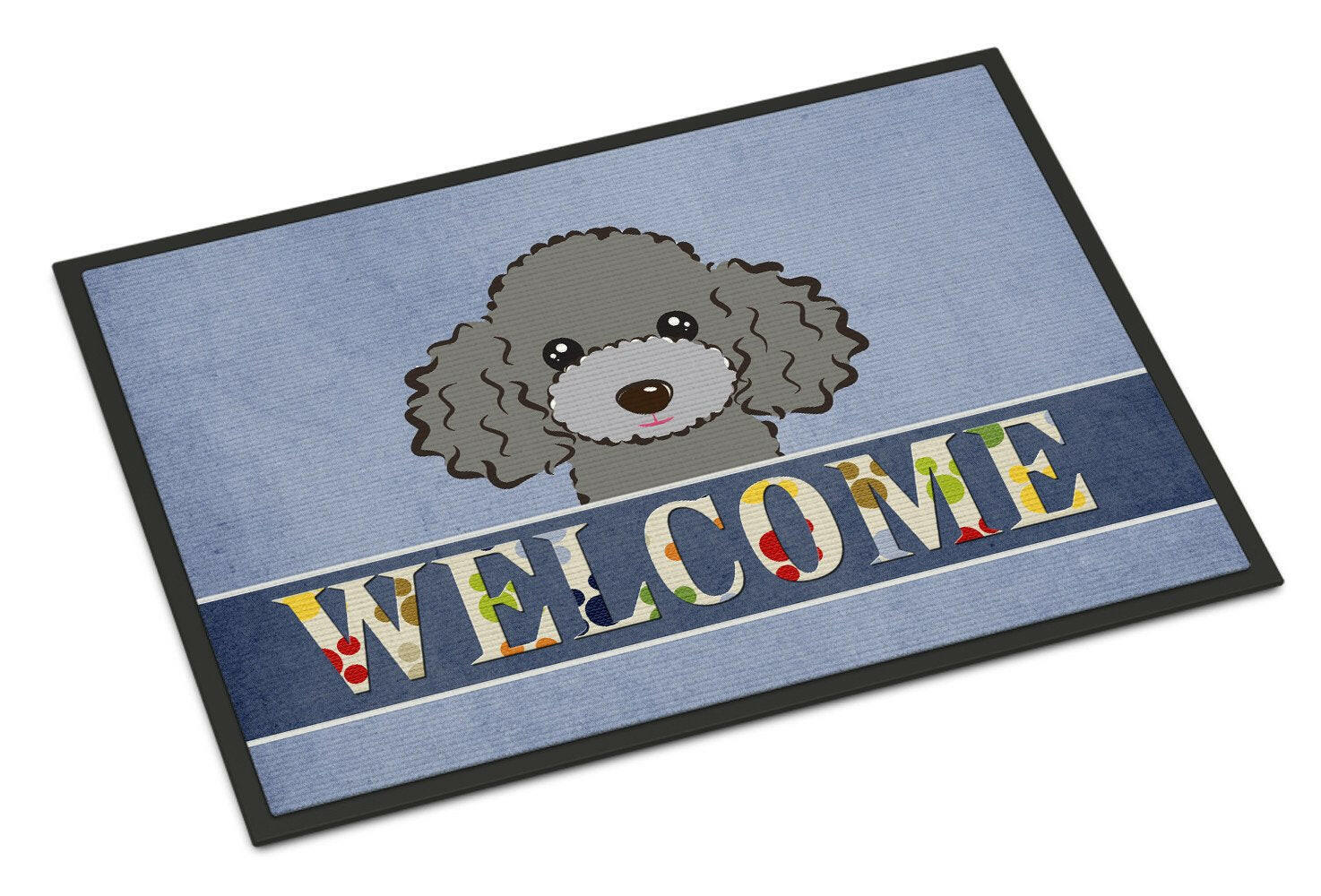 Silver Gray Poodle Welcome Indoor or Outdoor Mat 24x36 BB1445JMAT - the-store.com