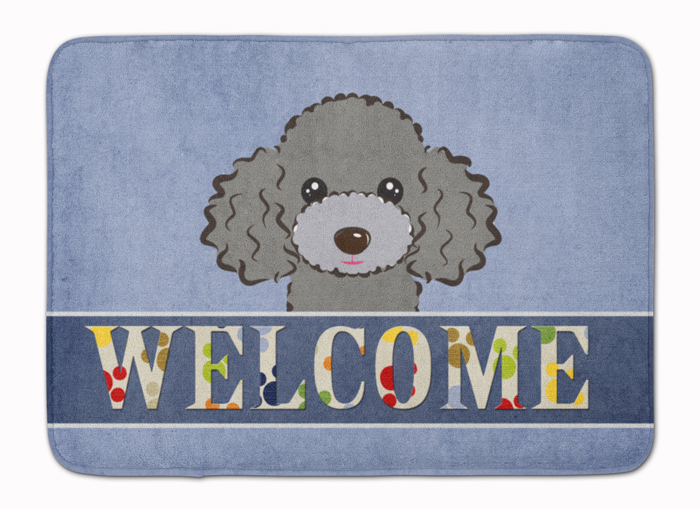 Silver Gray Poodle Welcome Machine Washable Memory Foam Mat BB1445RUG - the-store.com
