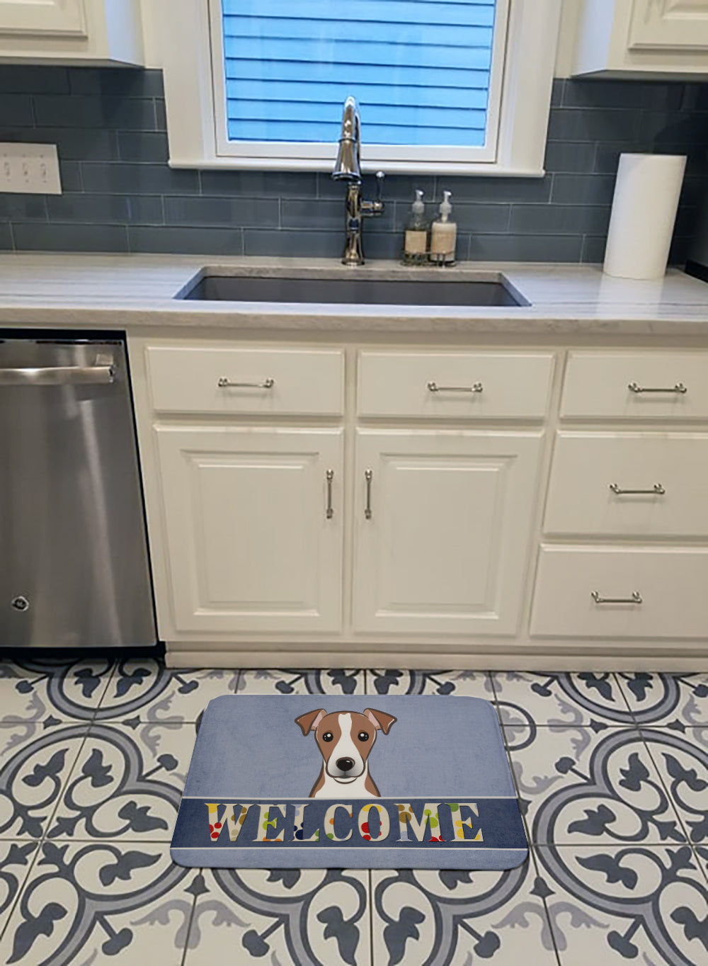 Jack Russell Terrier Welcome Machine Washable Memory Foam Mat BB1446RUG - the-store.com