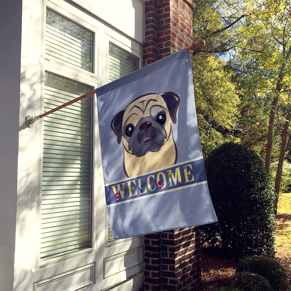 Fawn Pug Welcome Flag Canvas House Size BB1448CHF