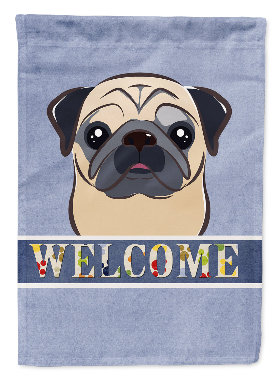 Fawn Pug Welcome Flag Canvas House Size BB1448CHF