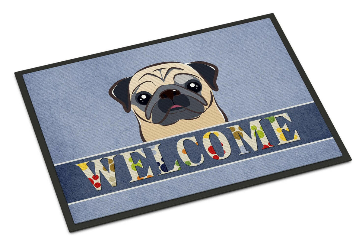 Fawn Pug Welcome Indoor or Outdoor Mat 18x27 BB1448MAT - the-store.com