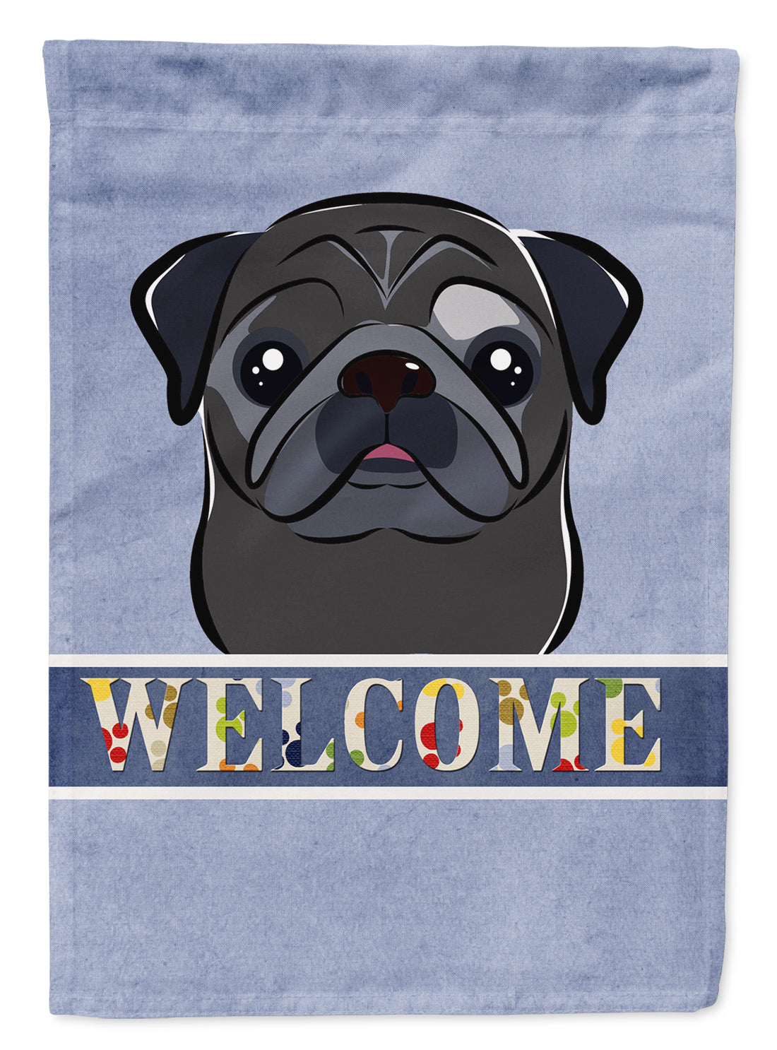 Black Pug Welcome Flag Canvas House Size BB1449CHF  the-store.com.