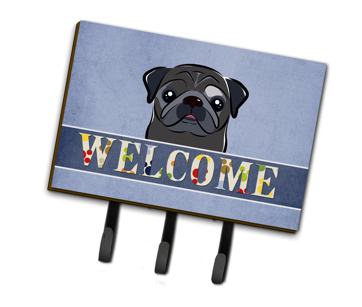 Black Pug Welcome Leash or Key Holder BB1449TH68
