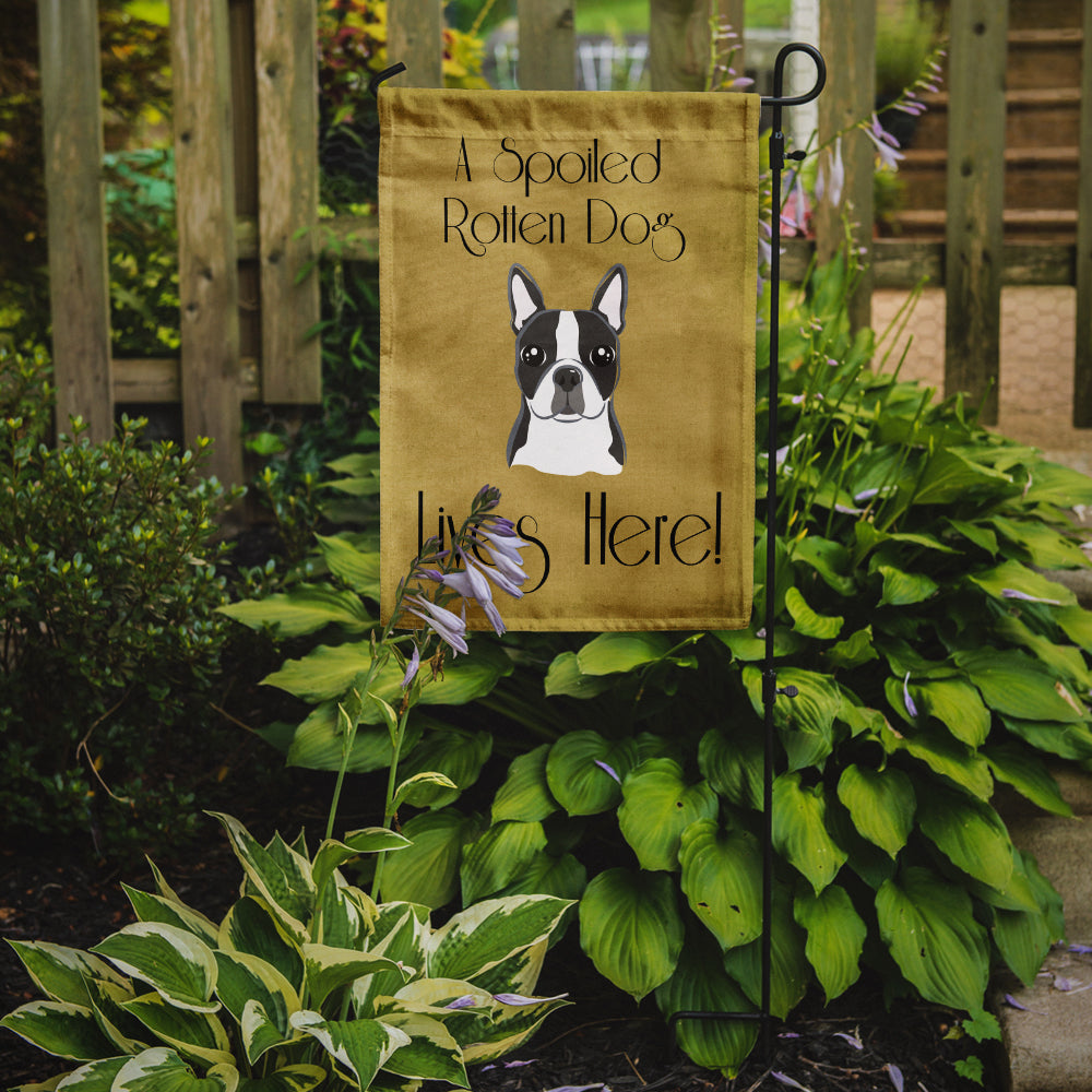 Boston Terrier Spoiled Dog Lives Here Flag Garden Size BB1451GF