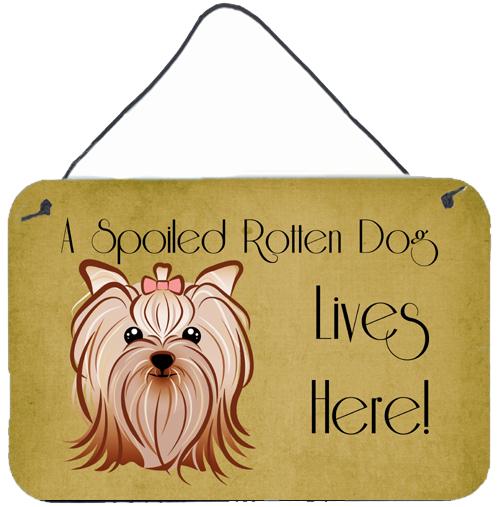 Yorkie Yorkishire Terrier Spoiled Dog Lives Here Wall or Door Hanging Prints BB1452DS812 by Caroline&#39;s Treasures