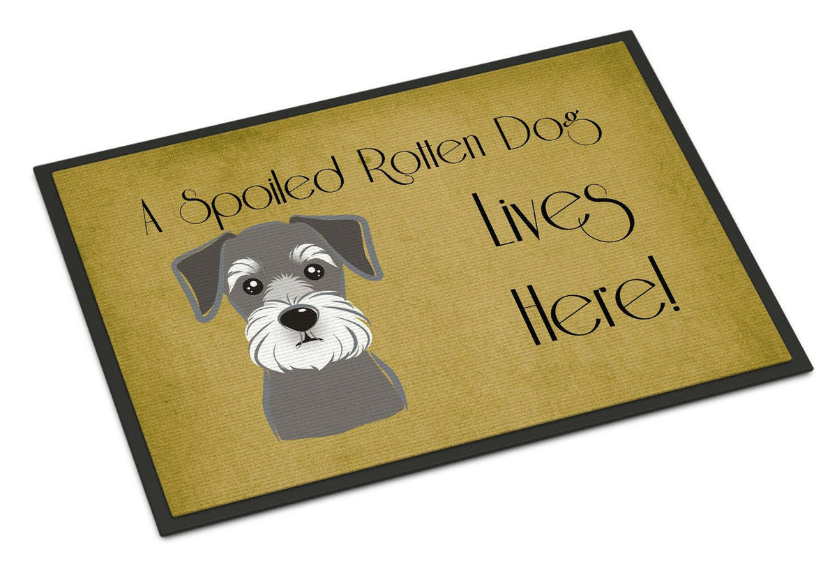Schnauzer Spoiled Dog Lives Here Indoor or Outdoor Mat 24x36 BB1454JMAT - the-store.com