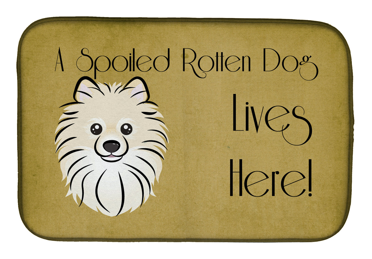 Pomeranian Spoiled Dog Lives Here Dish Drying Mat BB1455DDM  the-store.com.