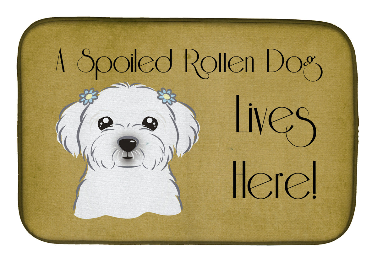 Maltese Spoiled Dog Lives Here Dish Drying Mat BB1456DDM  the-store.com.