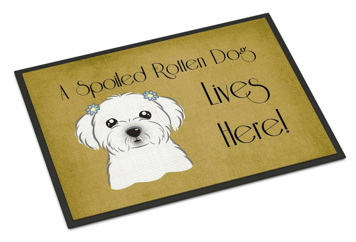 Maltese Spoiled Dog Lives Here Indoor or Outdoor Mat 24x36 BB1456JMAT - the-store.com