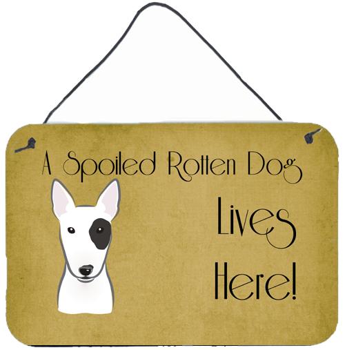 Bull Terrier Spoiled Dog Lives Here Wall or Door Hanging Prints BB1457DS812 by Caroline&#39;s Treasures