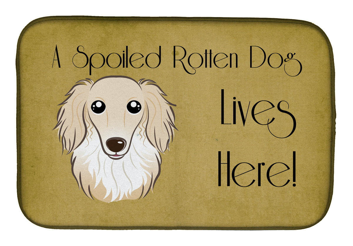 Longhair Creme Dachshund Spoiled Dog Lives Here Dish Drying Mat BB1460DDM  the-store.com.