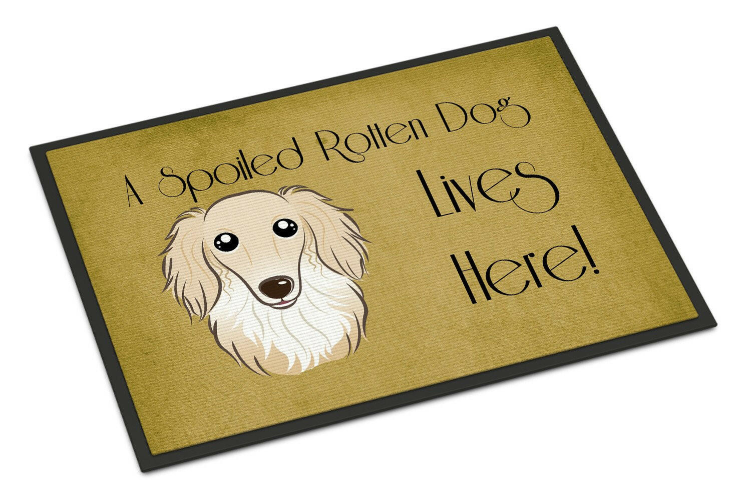 Longhair Creme Dachshund Spoiled Dog Lives Here Indoor or Outdoor Mat 24x36 BB1460JMAT - the-store.com