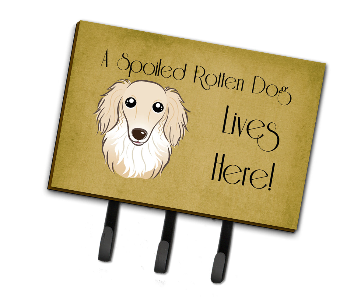 Longhair Creme Dachshund Spoiled Dog Lives Here Leash or Key Holder BB1460TH68