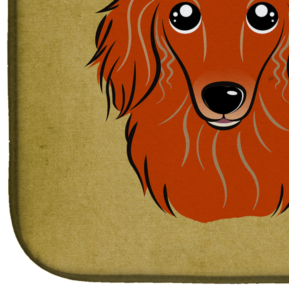Longhair Red Dachshund Spoiled Dog Lives Here Dish Drying Mat BB1462DDM