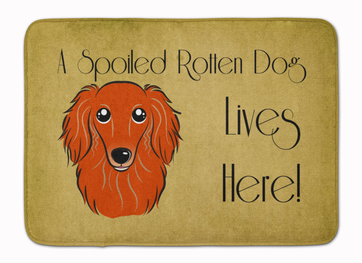 Longhair Red Dachshund Spoiled Dog Lives Here Machine Washable Memory Foam Mat BB1462RUG - the-store.com